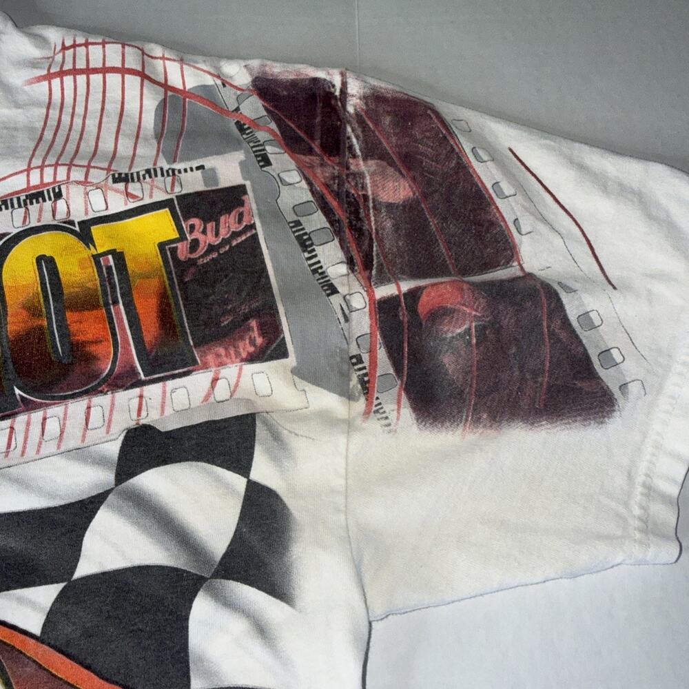 Vtg Dale Earnhardt Jr All Over Print Men Sz L Bud Beer REDHOT AOP Chase T-Shirt - Picture 4 of 12